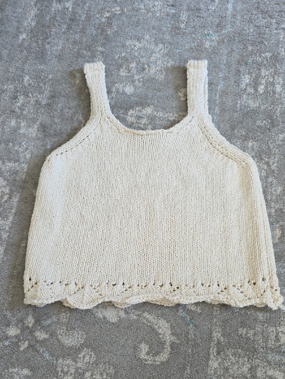 Girls Cream Knit Scallop Hem Tank Top Size Medium